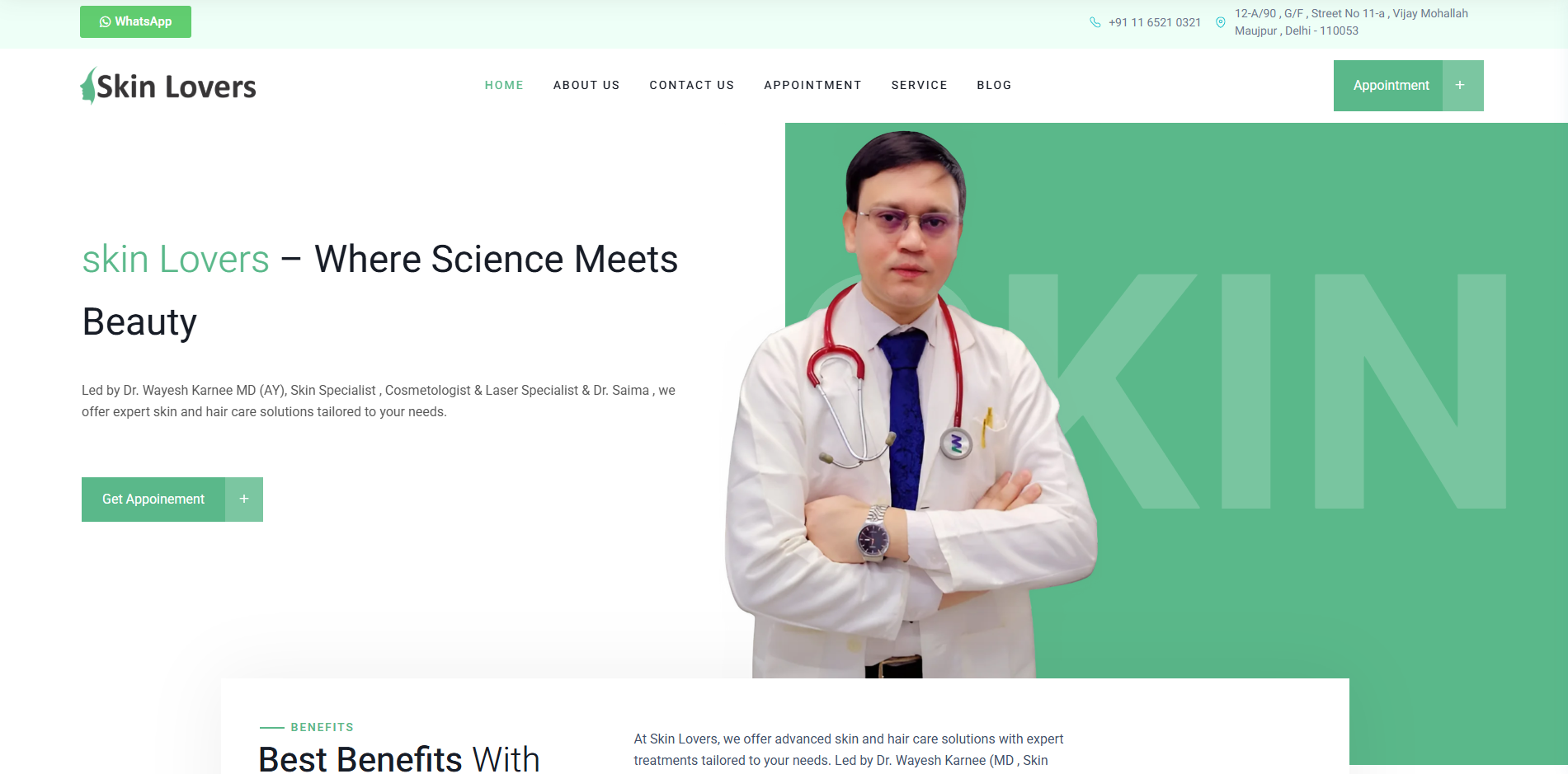 Skin Lovers – Advanced Skin Care Clinic Website