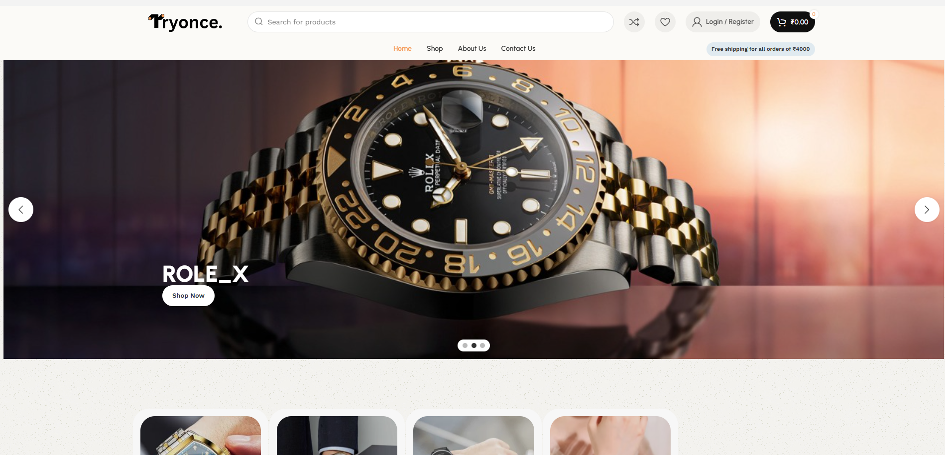 TryOnce – Modern Watch eCommerce Website